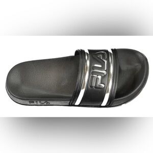 Fila Black and Silver Slide Sandals